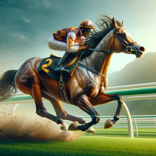 An Arabian galloping with his jockey