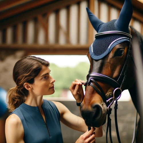 A horse being prepared for a competition