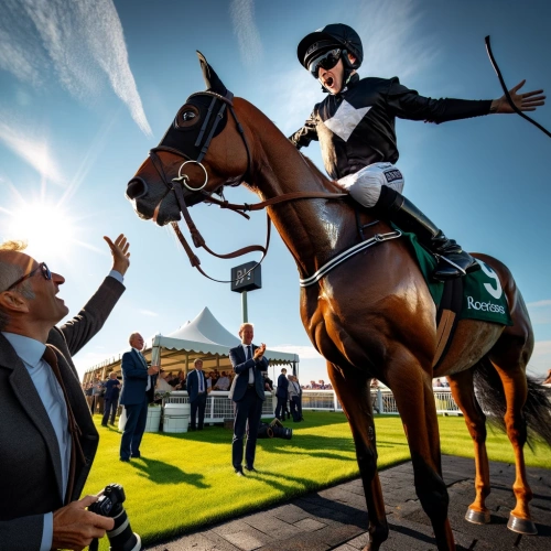 Frankie Dettori's famous jump after his victory